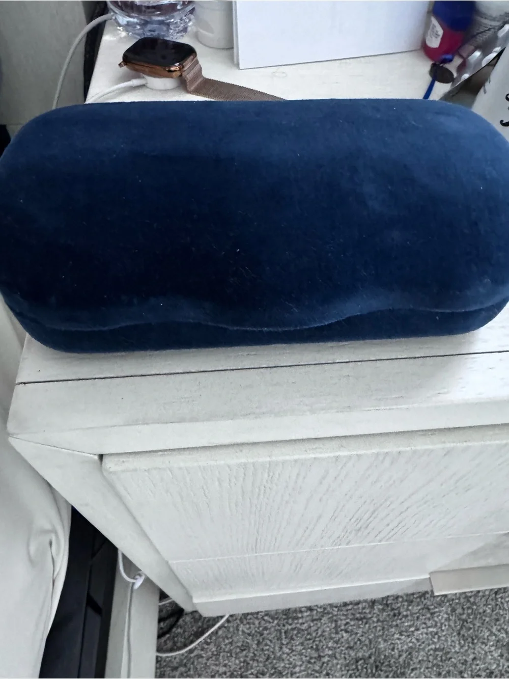 Gucci Velvet Eyewear Case in Navy with Burgundy Interior